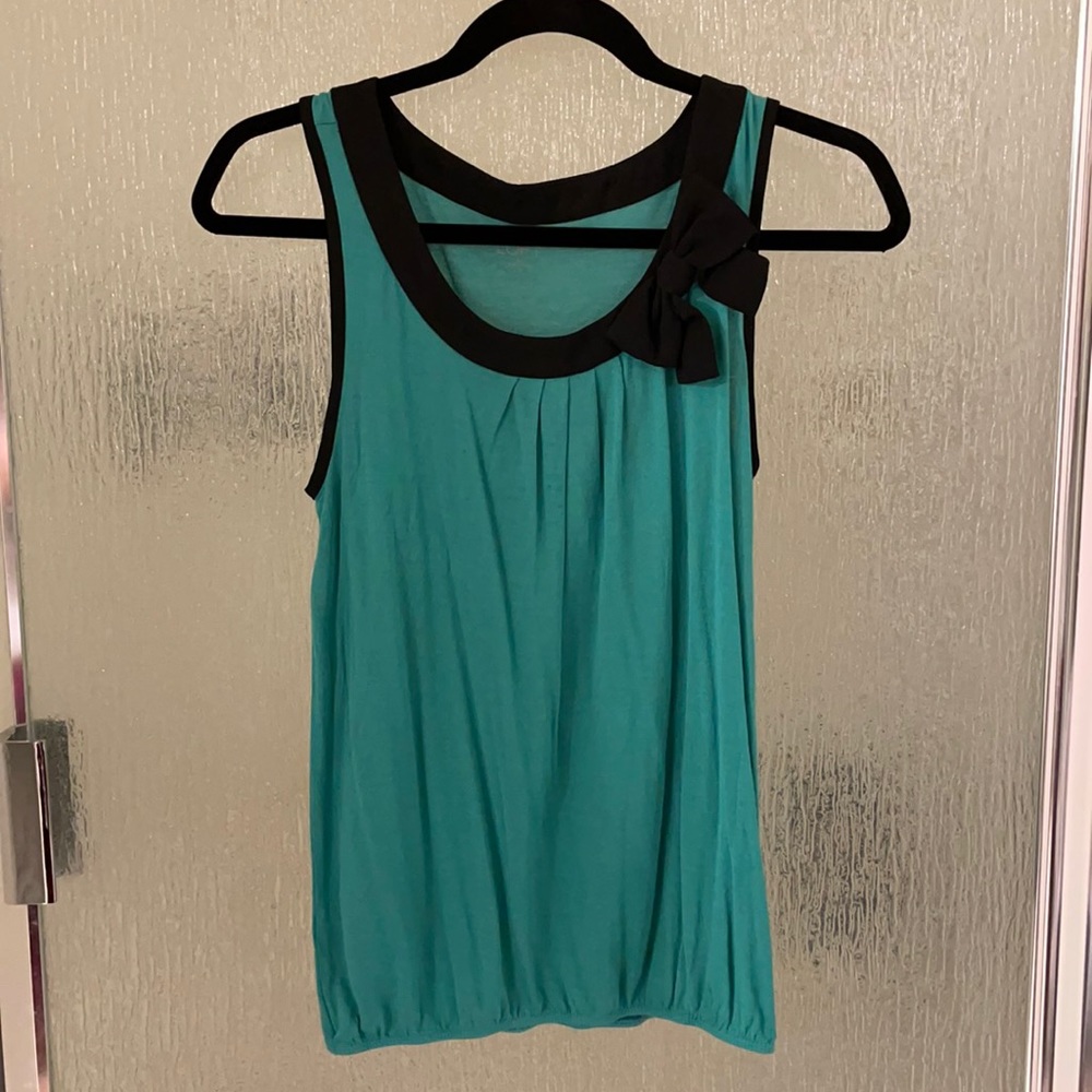Ann Taylor Loft teal tank top with bow